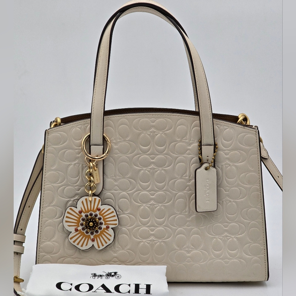 Coach Tyler 28 Signature Embossed Leather Carryall, Chalk
